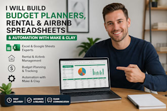 build budget planners, rental and airbnb spreadsheets with zapier, make and clay