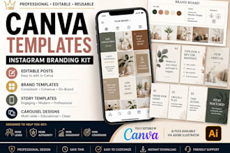 design canva templates, instagram branding kit, carousels, and brand templates