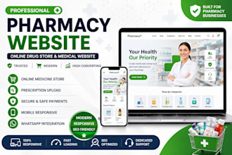 design a modern pharmacy website, online drug store, and medical ecommerce site
