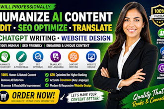 humanize ai content edit chatgpt writing SEO optimize translate website design