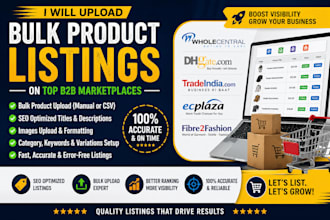 upload wholecentral dhgate tradelindia ecplaza fibre2fashion bulk product listin