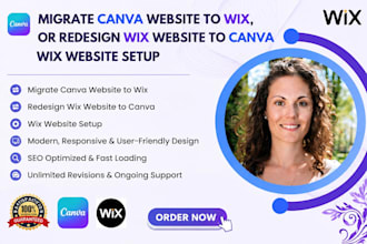 migrate canva website to wix, or redesign wix website to canva wix website setup