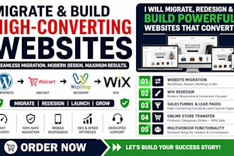 migrate wordpress convert abicart wizishop to wix lead generation landingpage
