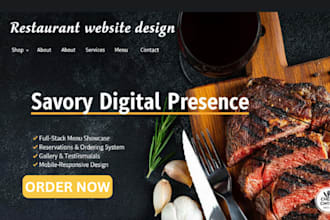 design restaurant website with online food ordering table booking store