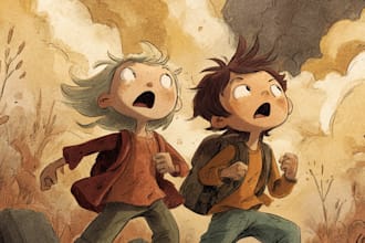 create colorful children comic book illustrations