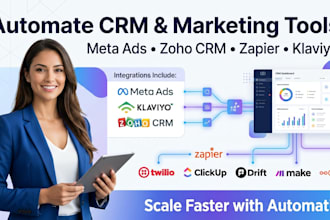 meta ads klaviyo zoho CRM clickup setmore workato twilio zapier make n8n drift