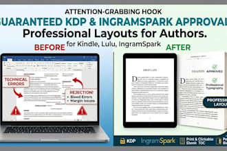 format your ebook, paperback for kdp, lulu and ingramspark