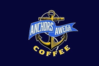 design anchors aweigh coffee brand logo
