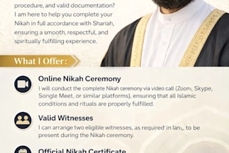 be imam to perform online nikah, with witnesses, wali and marriage certificate