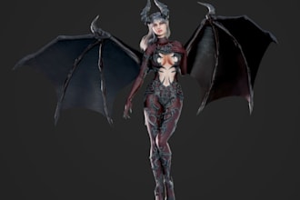 sculpt 3d fantasy creature,vampire stl character,female model,blender wing,alien