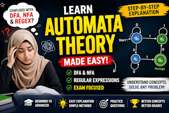 teach automata theory dfa nfa regex step by step ,exam focused