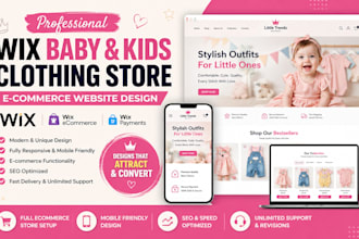 build wix baby kids clothing peptide landing page ecommerce website store