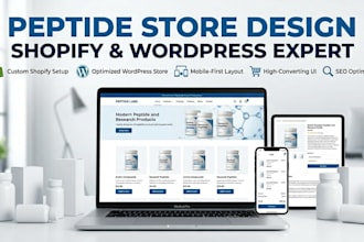 do research peptide website, wordpress website and peptide website in shopify
