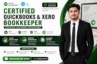 setup, clean up, catch up bookkeeping in quickbooks, xero