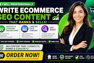 write ecommerce SEO product category descriptions create landing page audit