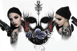design custom lion tattoo illustration