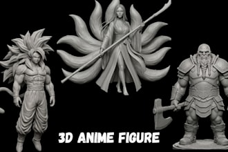 sculpt 3d anime figure, action figure 3d stl anime diorama model for 3d printing