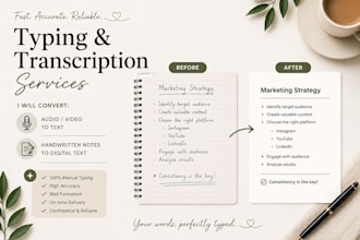 type notes or texts from an audio for you