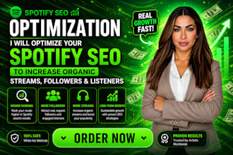 optimize your spotify SEO to increase organic streams, followers and listeners