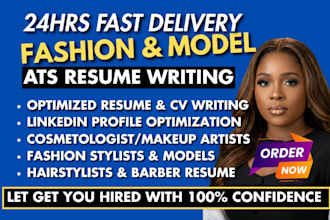 write ats fashion resume, beauty, cybersecurity, medical, tech cv cover letter