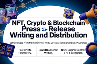 write crypto press release do nft blockchain media release to major news outlet