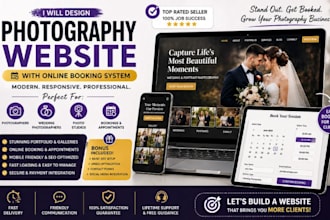 design photography website wedding site with online booking photographer studio