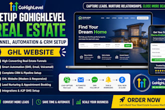 setup gohighlevel real estate funnel automation and crm setup ghl website