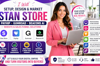 setup stan store payhip website gumroad website beacon ai web stan store design