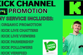 do organic kick promotion to increase live viewers, chatters and followers