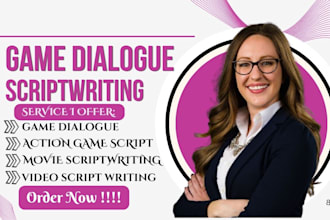 write action game dialogue movie script game design document video game script