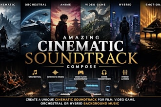 compose a unique cinematic soundtrack for film, video game orchestral or hybrid