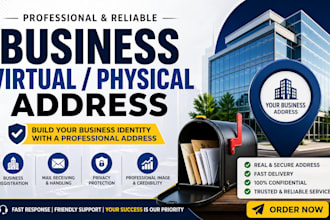 provide virtual business address or physical address for your business