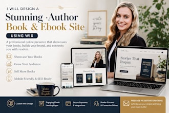 create author book website, ebook website, book author, author website using wix