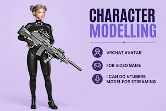 create 3d furry model, vrchat avatar,humanoid,vtuber model for your game