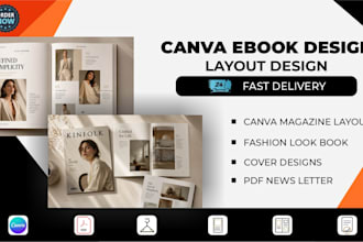 design canva magazine layout, fashion lookbook, cover, pdf newsletter