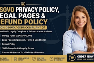 create dsgvo privacy policy, legal pages, refund policy for your website