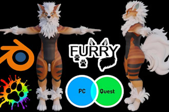 create custom furry avatar vrc fursona character anime vtuber model for stream