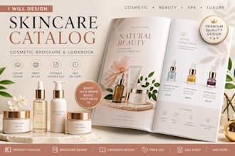 create luxury cosmetic skincare catalog, beauty brochure and product lookbook