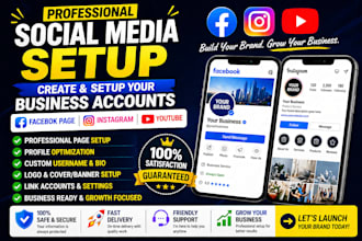 facebook page setup create instagram youtube social media account