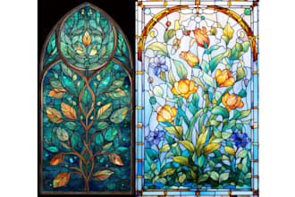 make classic stained glass art design glass illustration for character or image