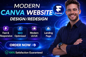 design canva website landing page, canva ugc portfolio website on canva website