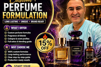 create long lasting custom perfume with full notes ratios, and a blending guide