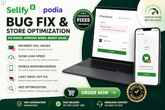 sellfy podia checkout bug payment fail slow load mobile issue seo fix cart drop