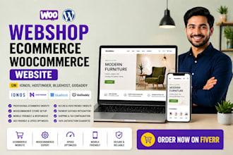 design webshop ecommerce woocommerce website on ionos hostinger bluehost godaddy