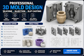 design 3d silicone mold, injection, and slip casting molds for manufacturing