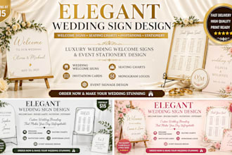 design elegant wedding welcome sign seating chart invitation wedding signage