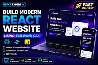 build a responsive react js frontend website using tailwind CSS