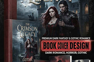 romance book cover illustration, ebook cover, KDP cover fantasy dark book cover