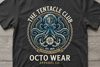 create modern octopus logo t shirt design