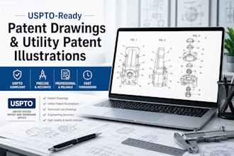 create uspto ready drawings and patemt utility illustration